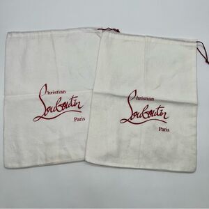 Christian Louboutin White w/Red Print Sneaker Dust Bags 2 Separate Bags Included
